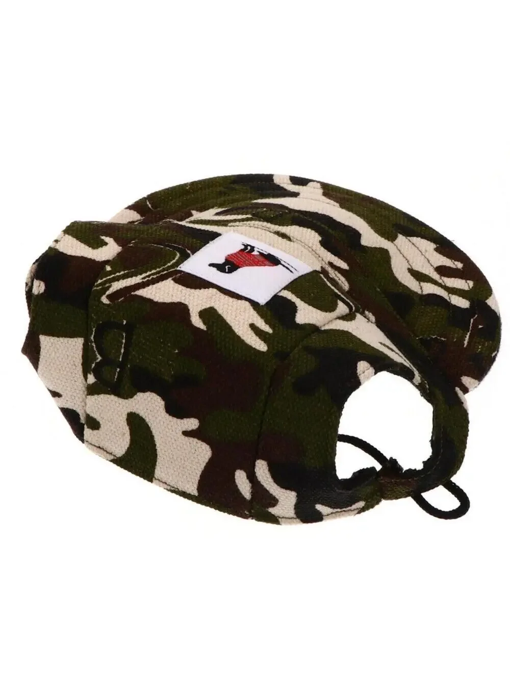 Camouflage Dog Hat Green/Brown Outdoor Hunting Sun Cap for Dogs w Ear Holes New